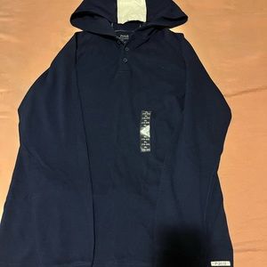 Brand new polo hoodie shirt!!!!! Navy blue and yellow